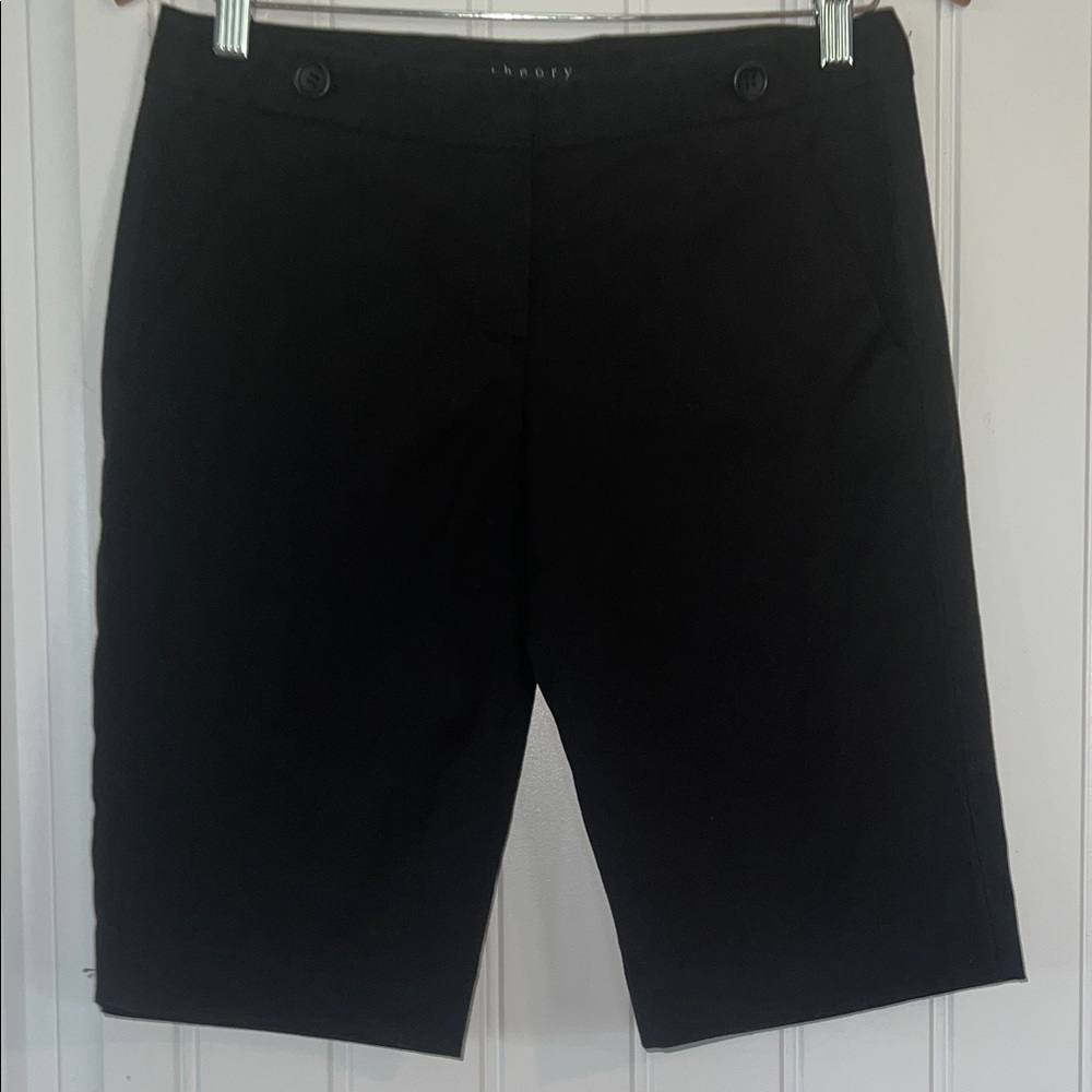 Theory Black Flat-Front Tailored Shorts Size 4